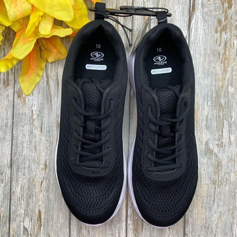 Women's Black Active Comfort Lace Up Sneakers Shoes Size 10